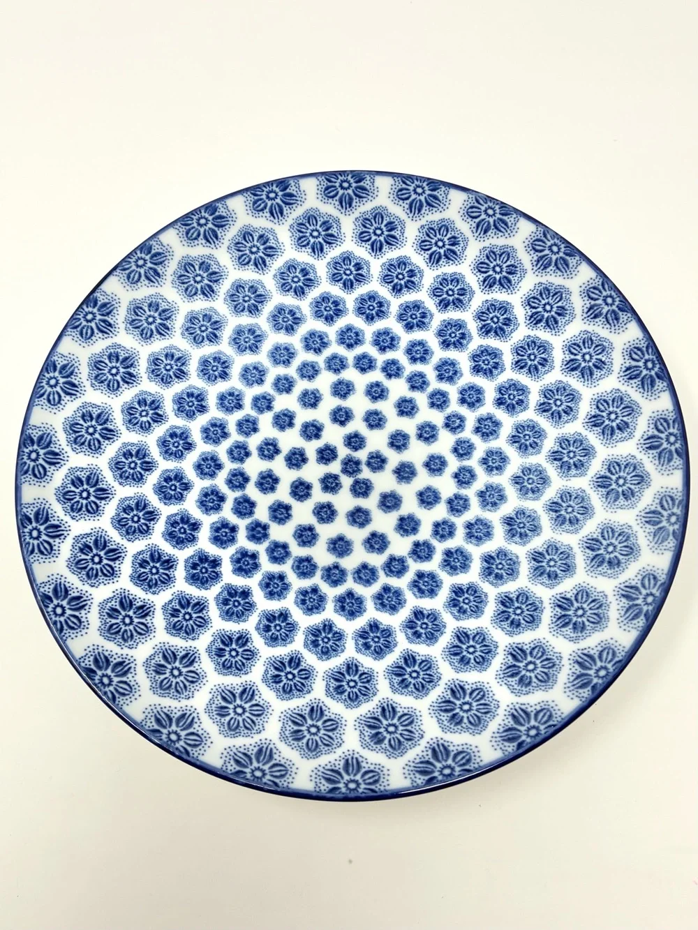 IKEA ENTUSIASM Porcelain Side Plates Blue & White Pattern 7” Set of 4 Farmhouse